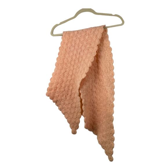 Knit or Crochet Scarf Twee Cottage Core Cozy Accent Scalloped Edge - Picture 7 of 10